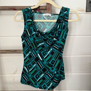 Calvin Klein Green and Black Geometric Tank Top Size Medium